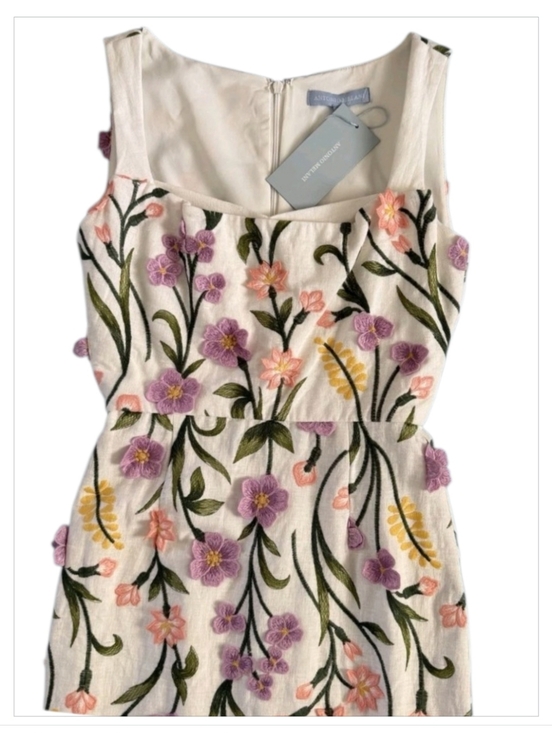 NWT Antonio Melani Halo Floral Embroidered Linen Midi Dress Ivory sz 4 $ 10 - Picture 4 of 12